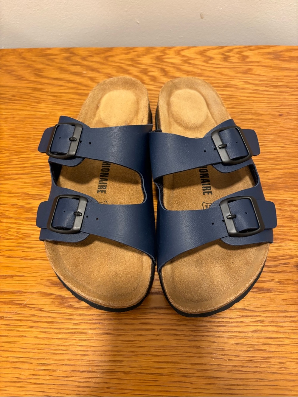 Women's Double-Buckle Navy Comfort Sandals